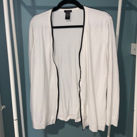 Ann Taylor Faux Leather Piping Sweater - Picture 1 of 6